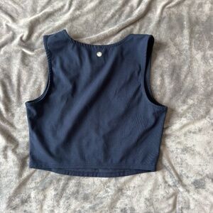 Navy Blue Cropped Tank Top Minimalist Sleeveless